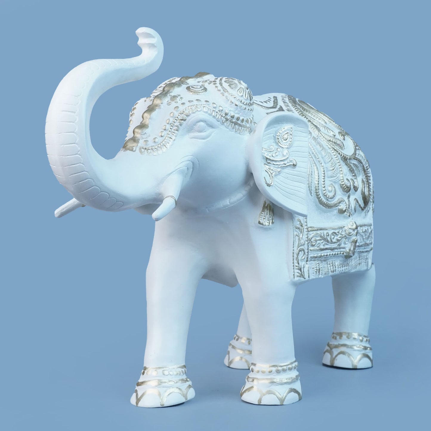 Royal ceremonial Elephant - Alabaster White Gold Touch