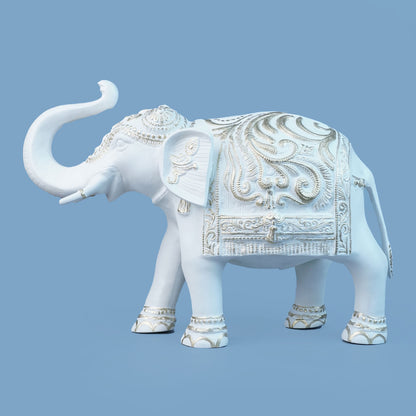 Royal ceremonial Elephant - Alabaster White Gold Touch