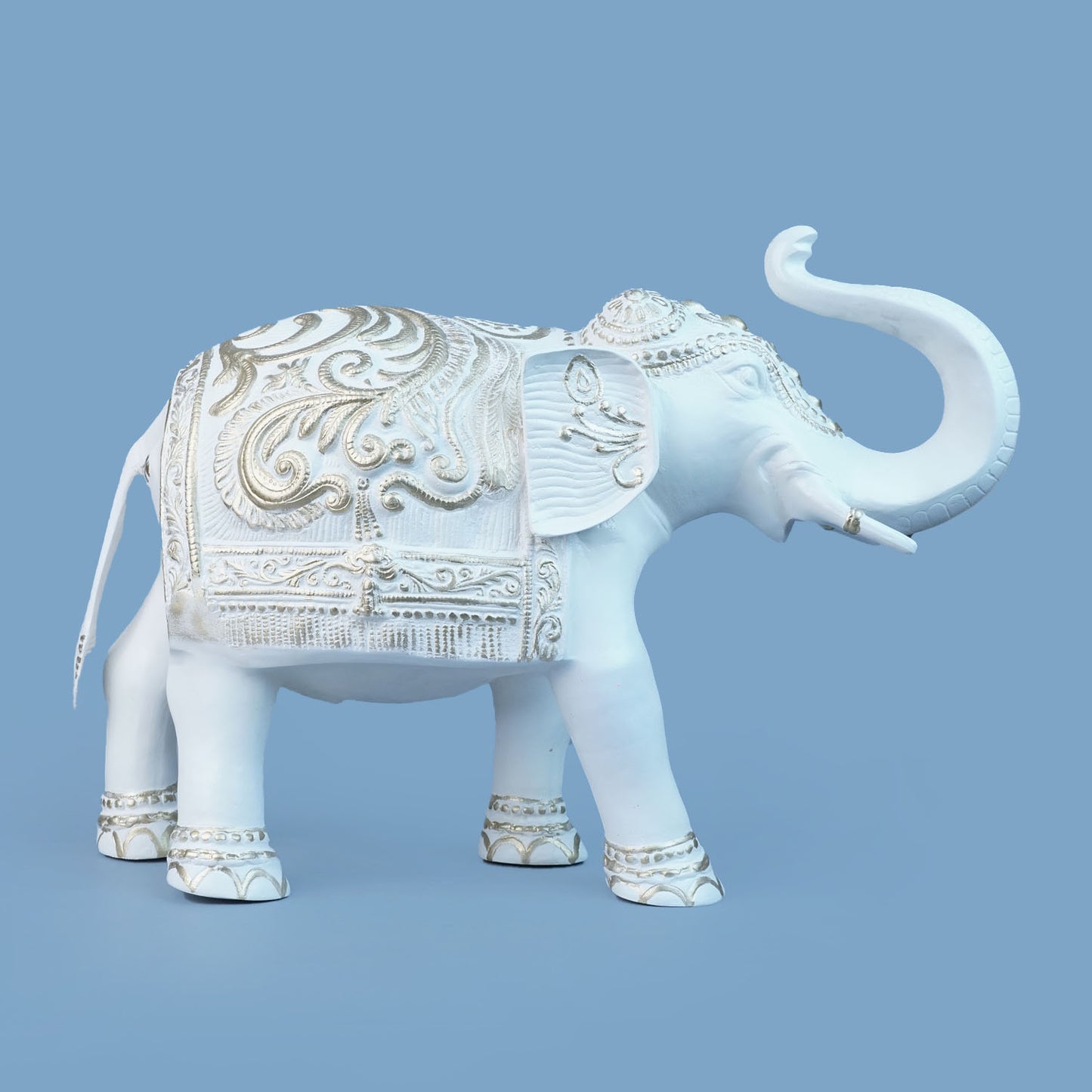 Royal ceremonial Elephant - Alabaster White Gold Touch