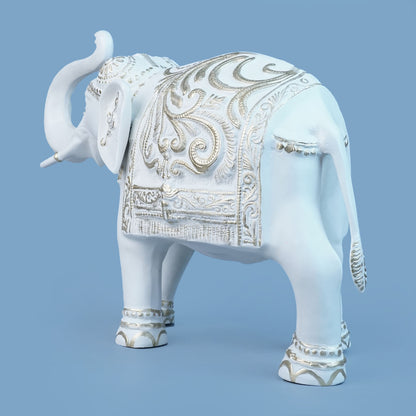 Royal ceremonial Elephant - Alabaster White Gold Touch