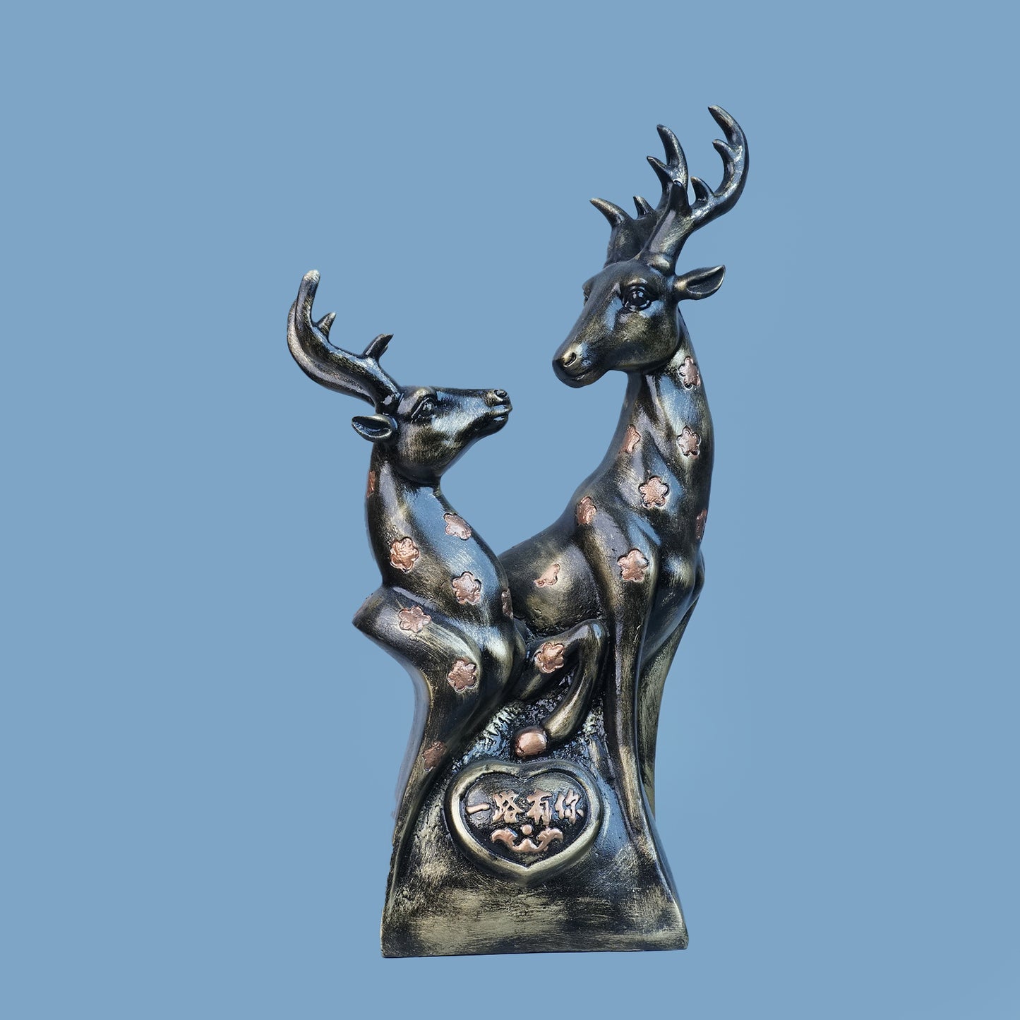 Royal Floral Deer Pair - Antique Brass Collection