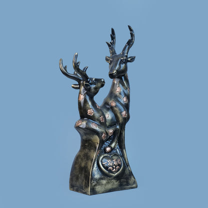 Royal Floral Deer Pair - Antique Brass Collection