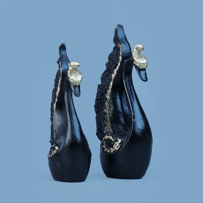 Royal Swan Pair - Black with Gold touch