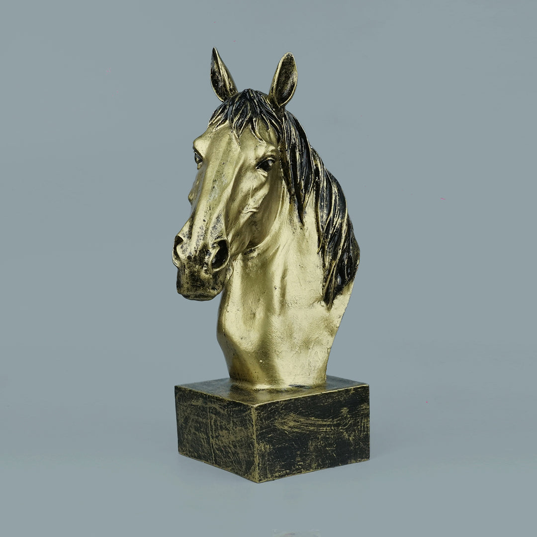 Horse Head Decor Statue - Antique Brass