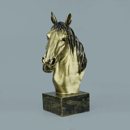 Horse Head Decor Statue - Antique Brass