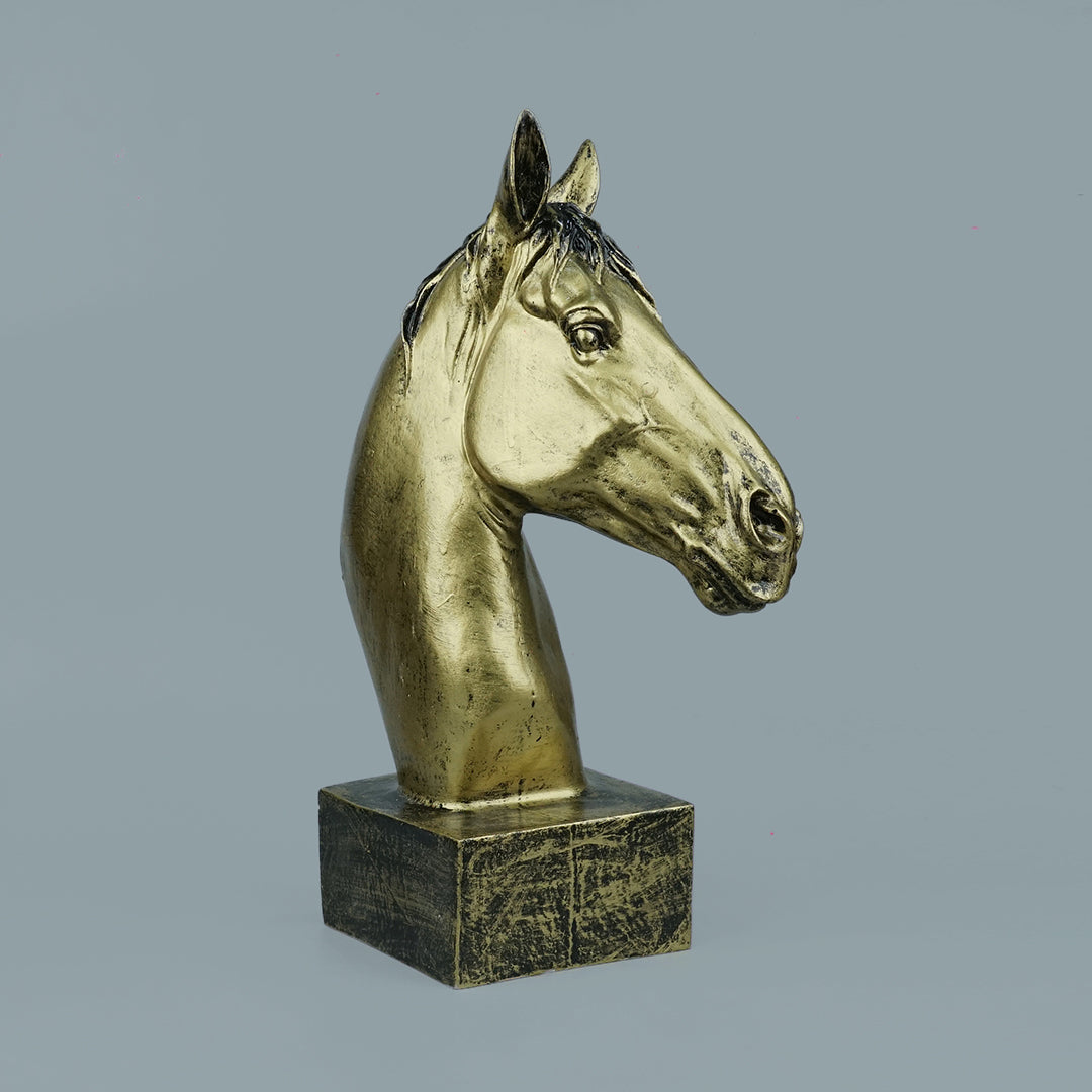 Horse Head Decor Statue - Antique Brass