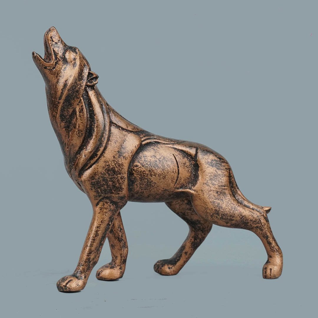 Howling Wolf Decor Statue-antique copper