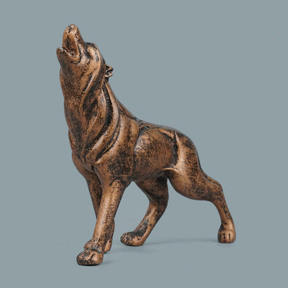 Howling Wolf Decor Statue-antique copper