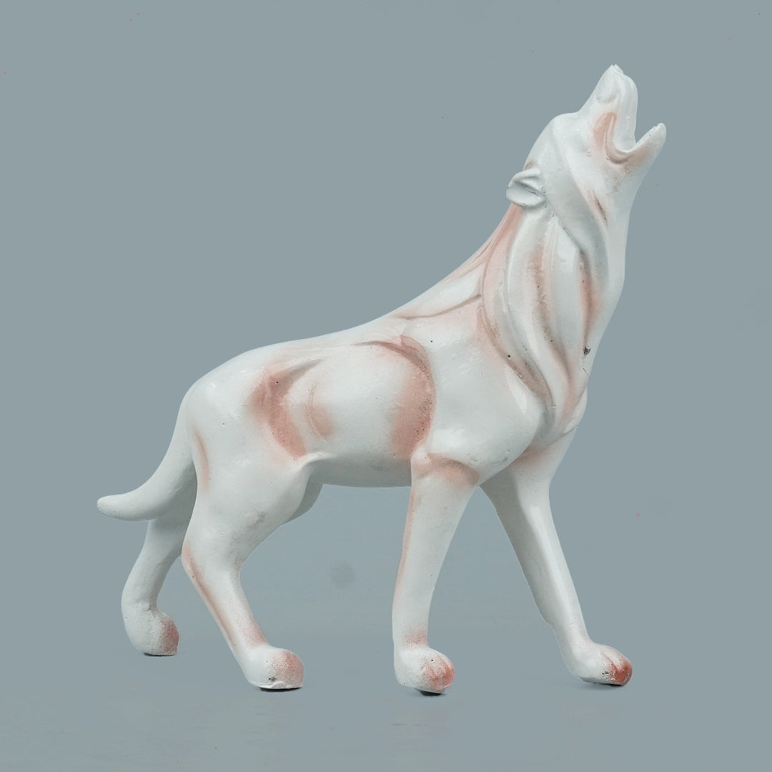 Howling Wolf Decor Statue-white