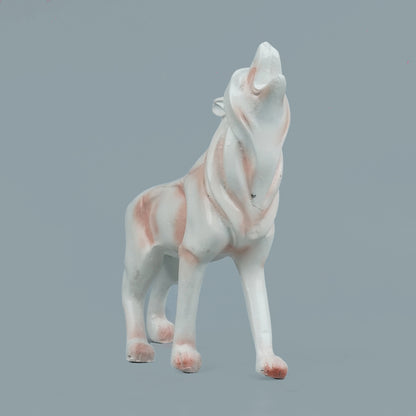 Howling Wolf Decor Statue-white