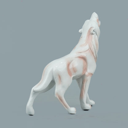Howling Wolf Decor Statue-white