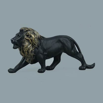 Majestic Stalking Lion Decor Statue-balck
