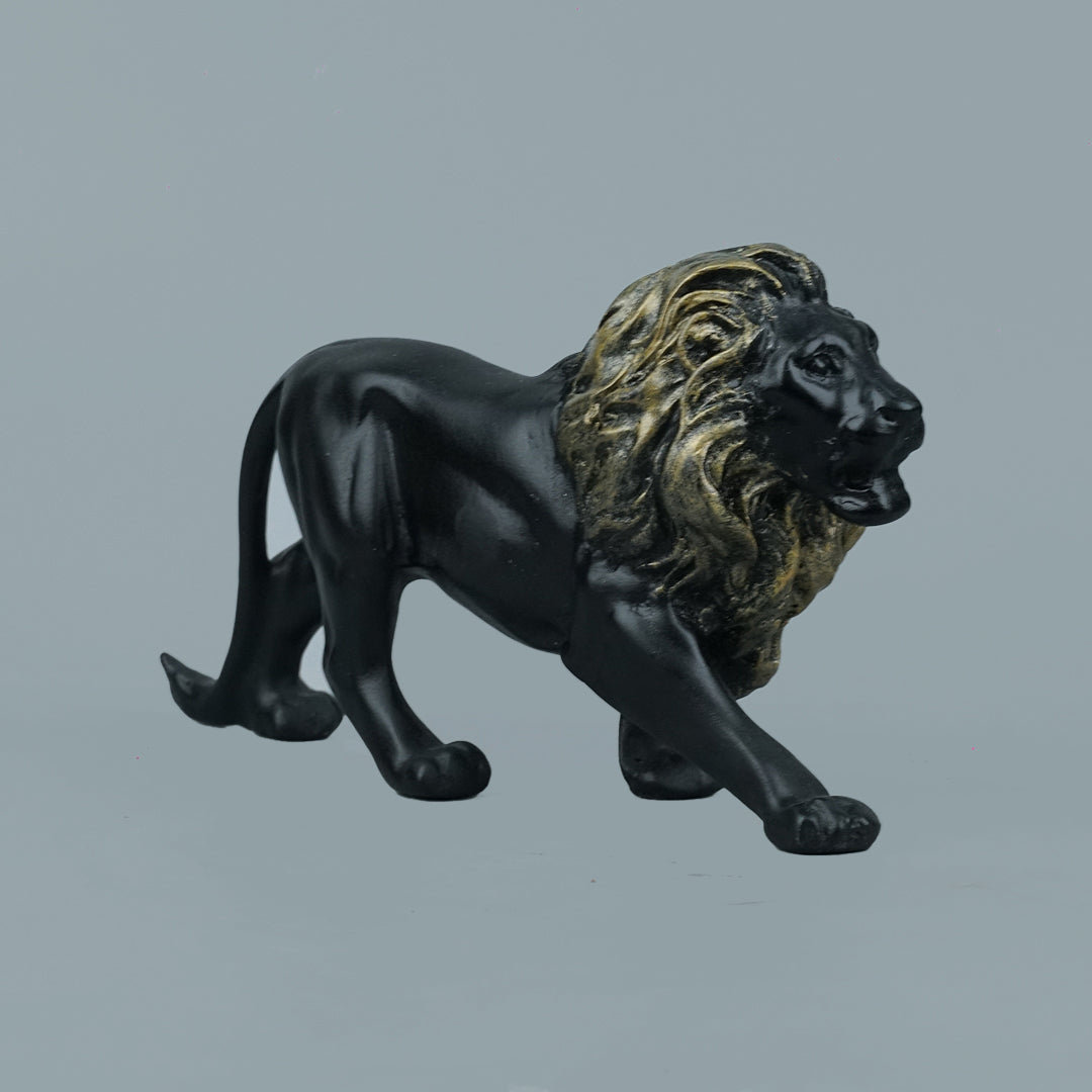 Majestic Stalking Lion Decor Statue-balck