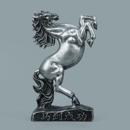 Royal Rearing Horse Decor Statue - Antique Silver