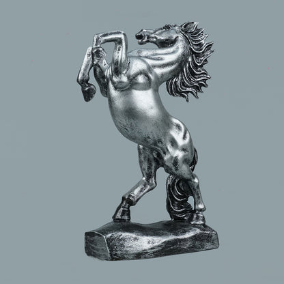Royal Rearing Horse Decor Statue - Antique Silver