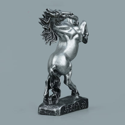 Royal Rearing Horse Decor Statue - Antique Silver