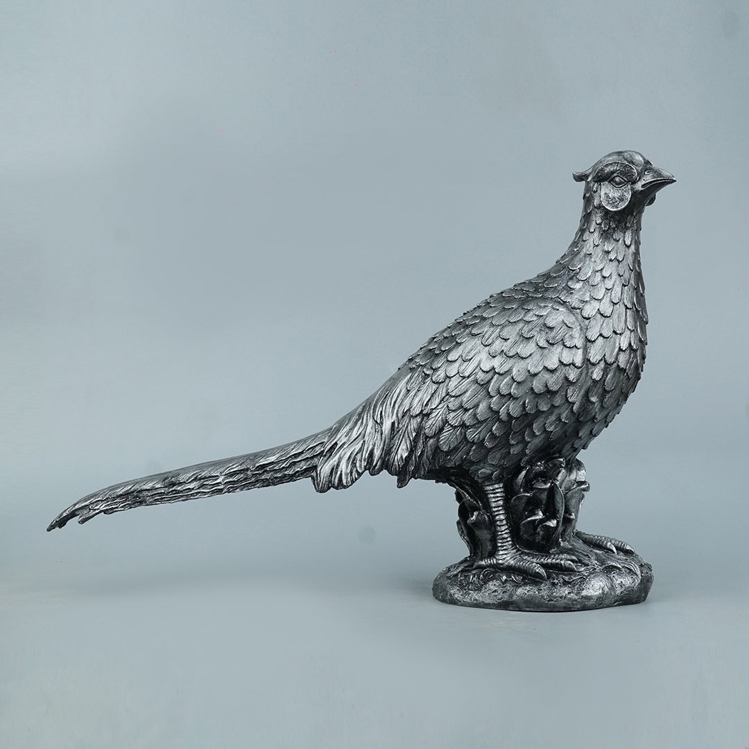 Pheasant Bird Decor Statue-antique silver