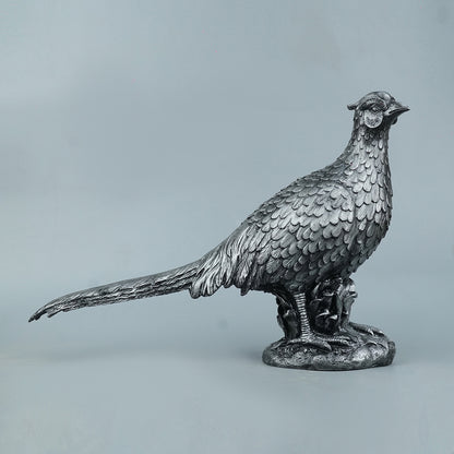 Pheasant Bird Decor Statue-antique silver