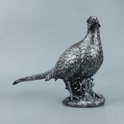 Pheasant Bird Decor Statue-antique silver