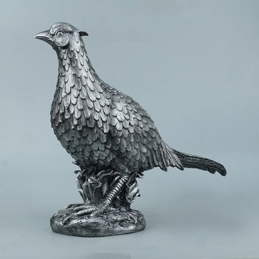 Pheasant Bird Decor Statue-antique silver