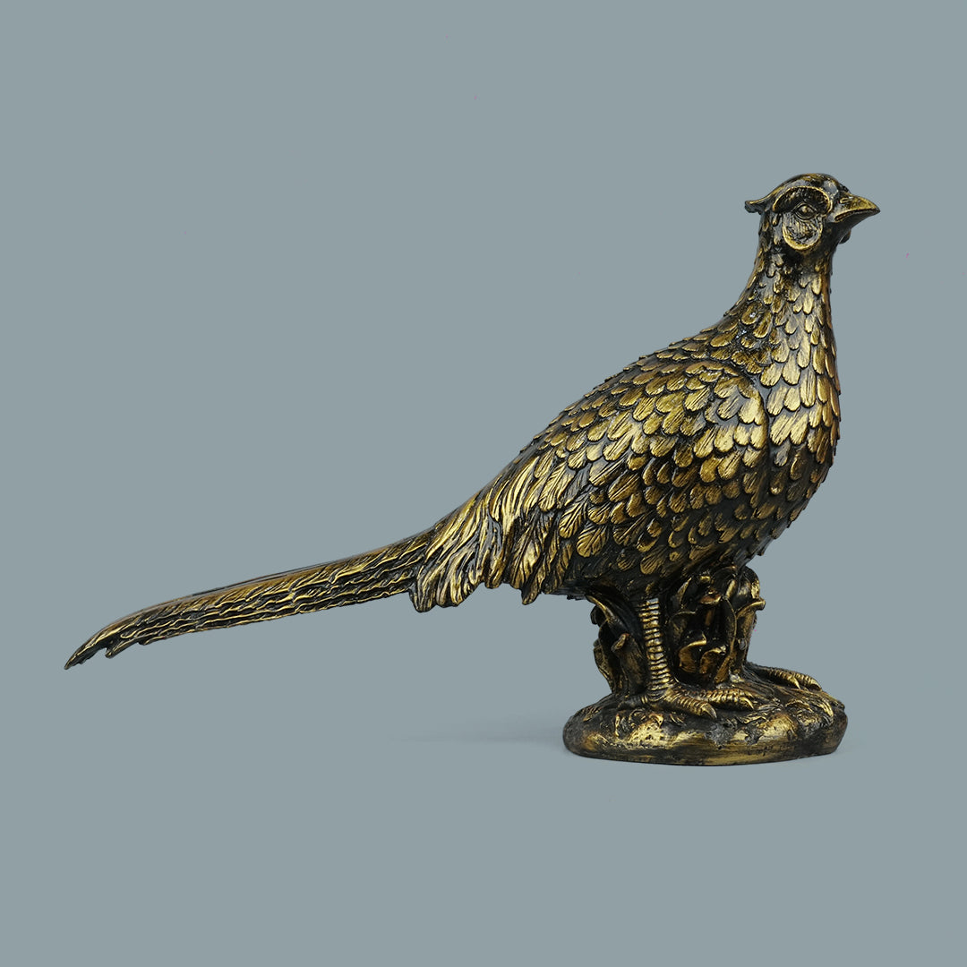 Pheasant Bird Decor Statue-antique brass
