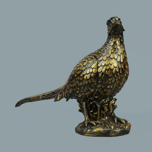 Pheasant Bird Decor Statue-antique brass