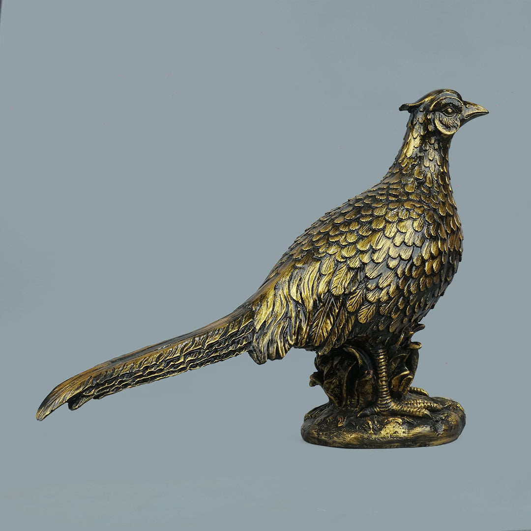 Pheasant Bird Decor Statue-antique brass