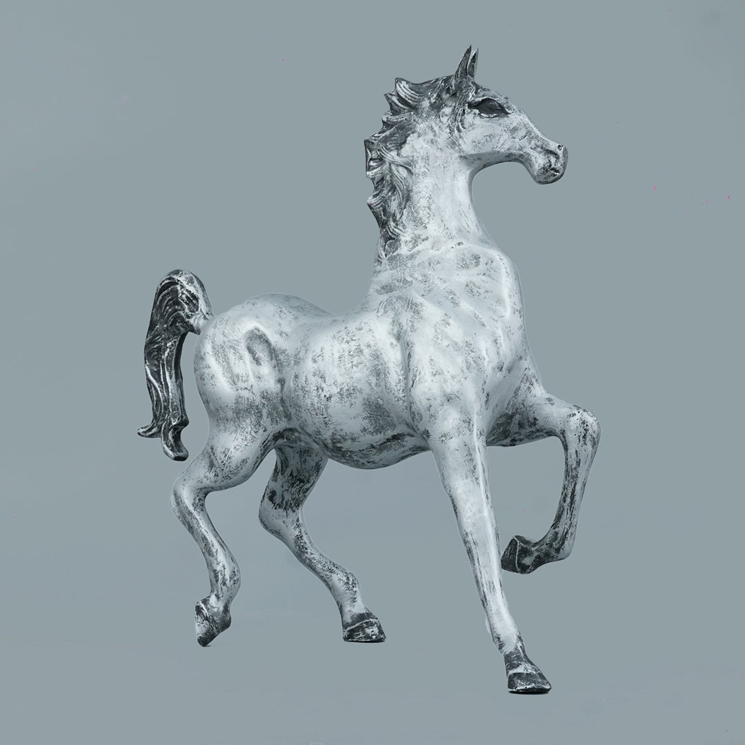 Dynamic Galloping Horse Decor Statue - Antique Silver