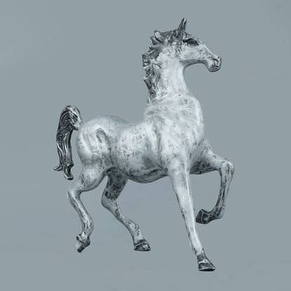 Dynamic Galloping Horse Decor Statue - Antique Silver