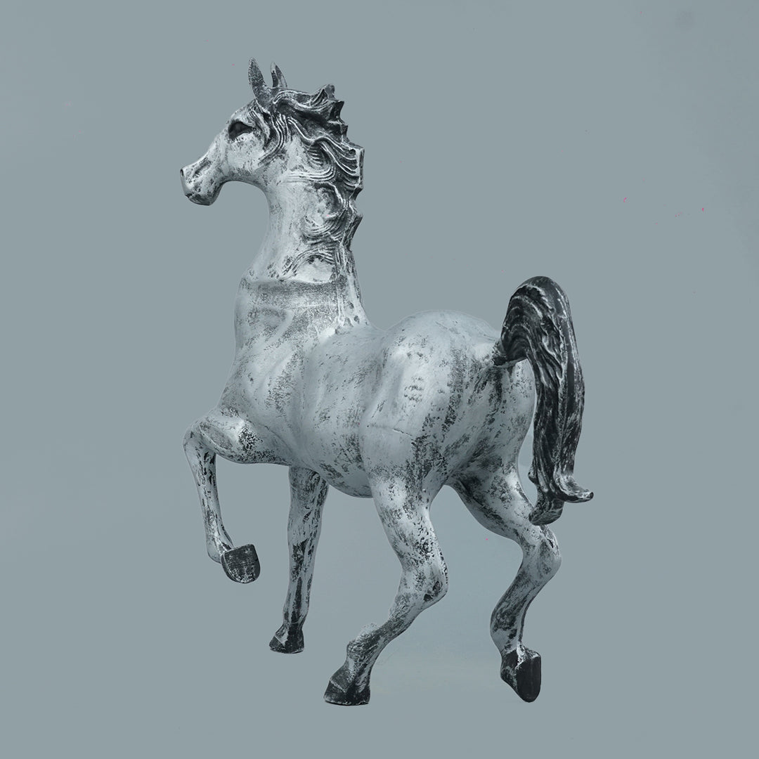 Dynamic Galloping Horse Decor Statue - Antique Silver
