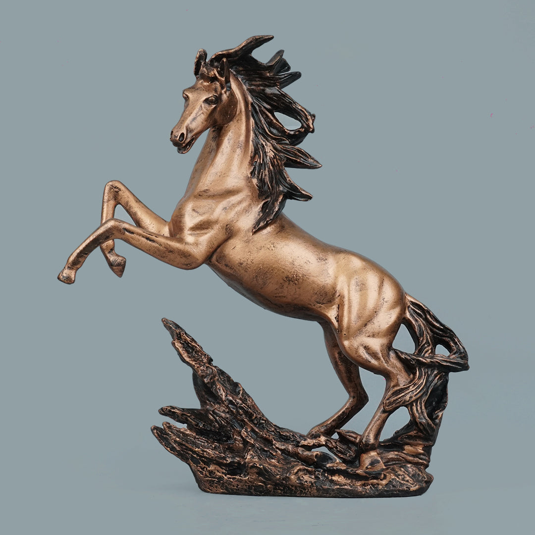 Dynamic Rearing Horse Decor Statue - Antique Copper
