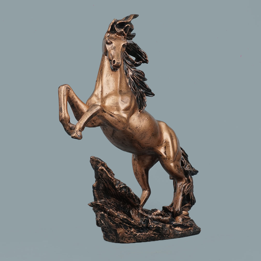 Dynamic Rearing Horse Decor Statue - Antique Copper