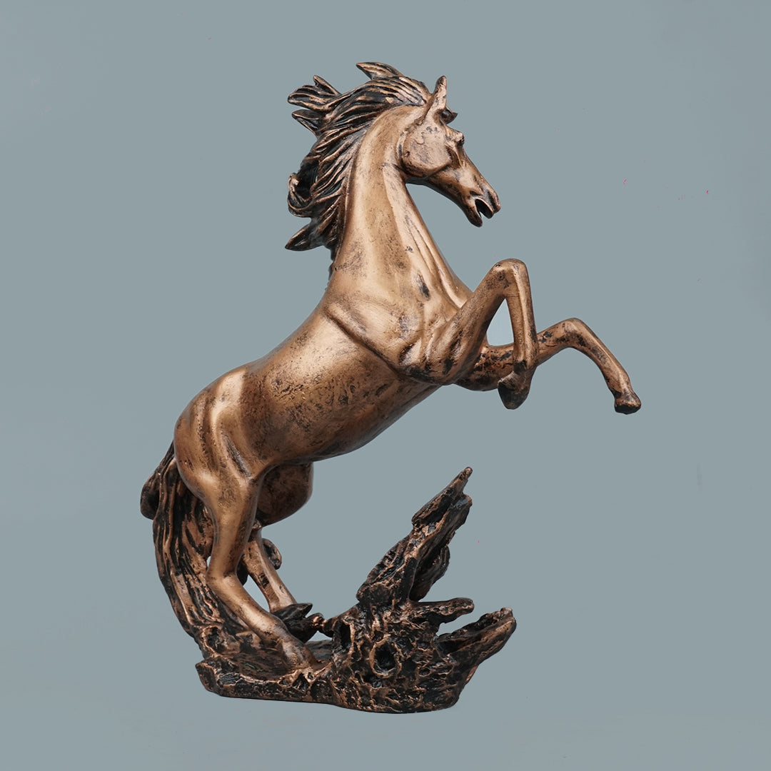 Dynamic Rearing Horse Decor Statue - Antique Copper