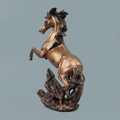 Dynamic Rearing Horse Decor Statue - Antique Copper