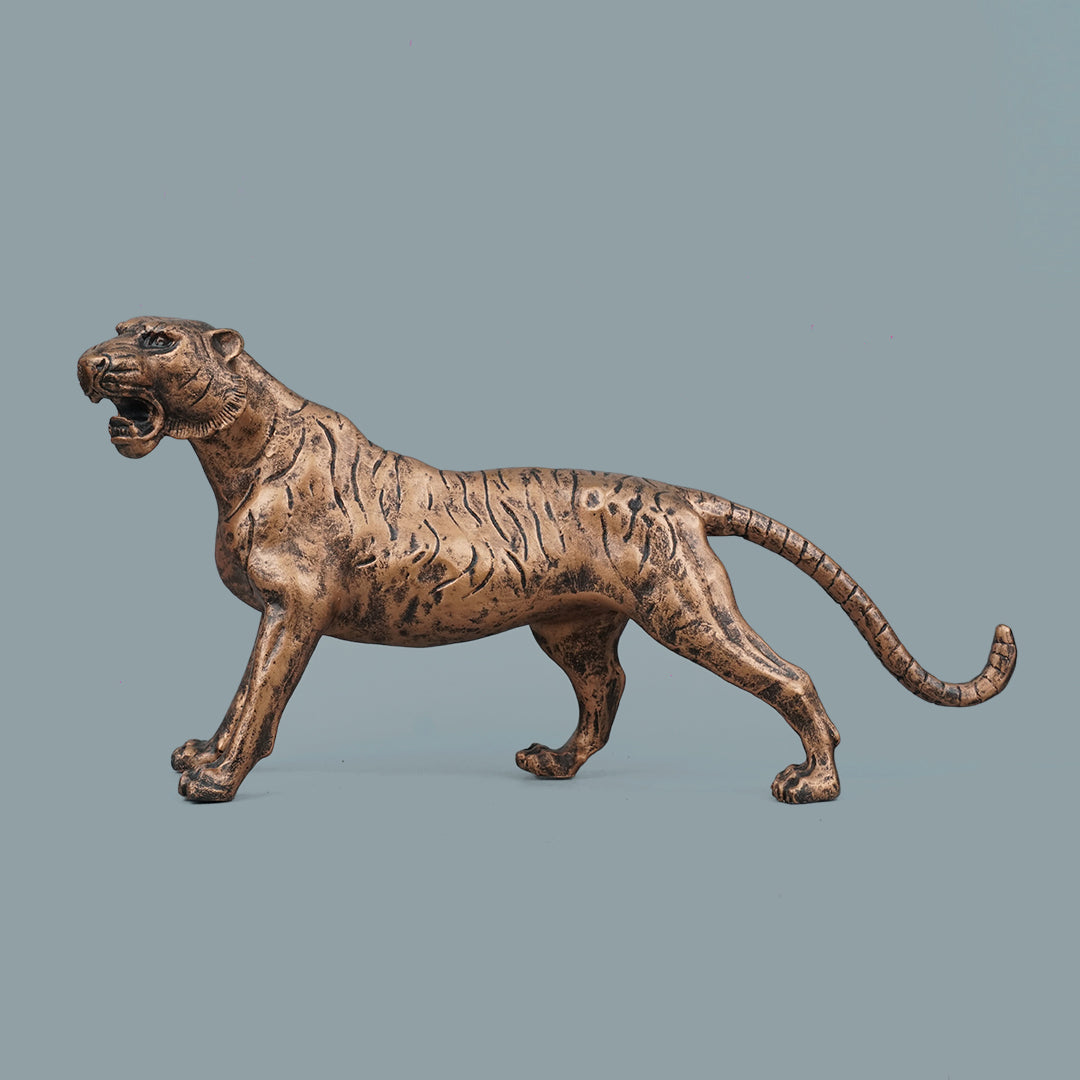 Copper Stalking Feline Decor Statue