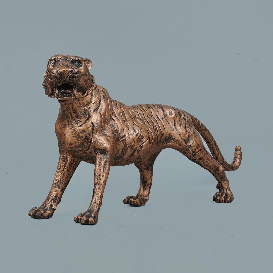 Copper Stalking Feline Decor Statue