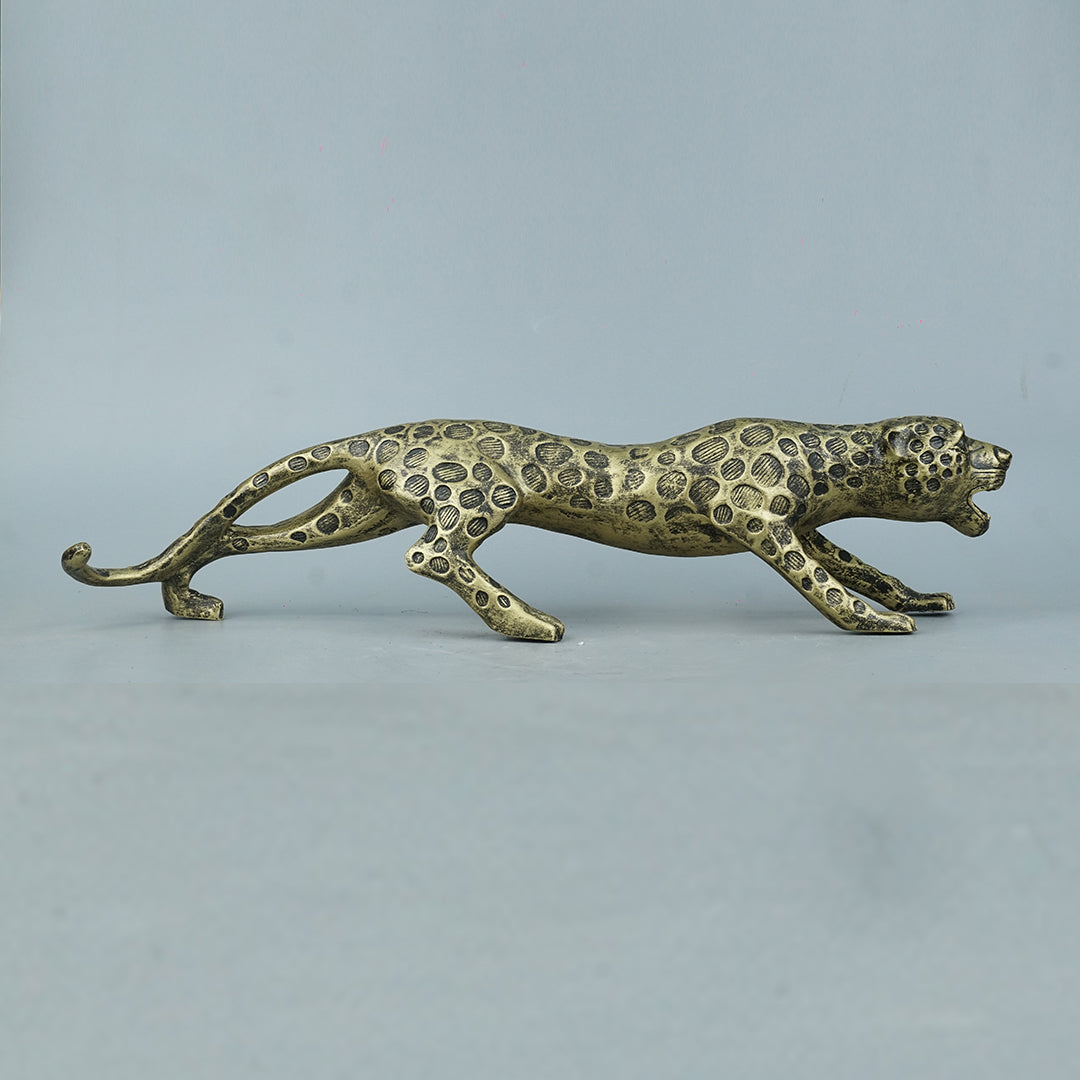 Leopard Decor Statue-antique brass