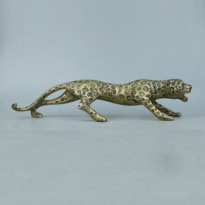 Leopard Decor Statue-antique brass