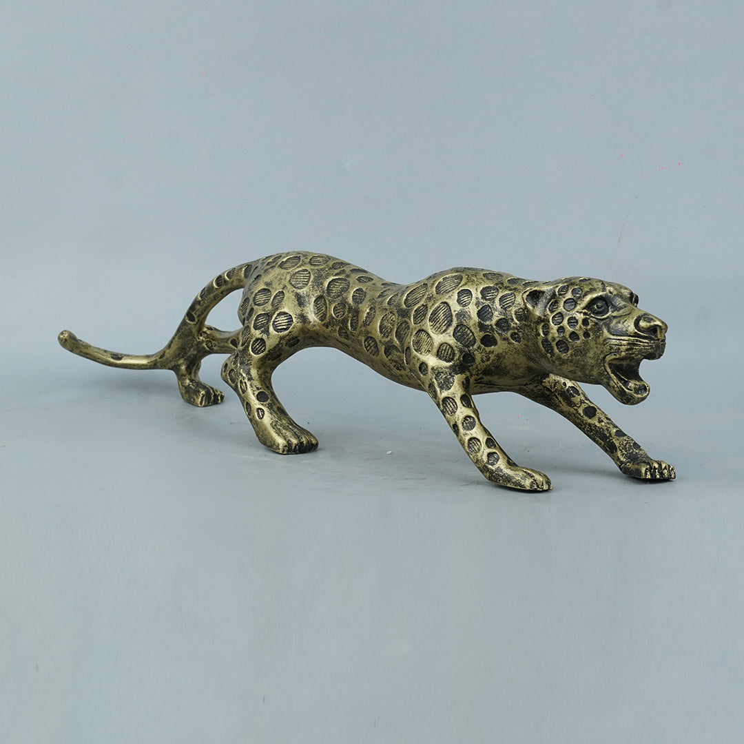 Leopard Decor Statue-antique brass