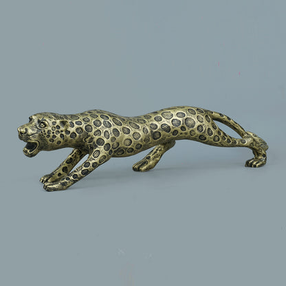 Leopard Decor Statue-antique brass