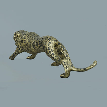 Leopard Decor Statue-antique brass