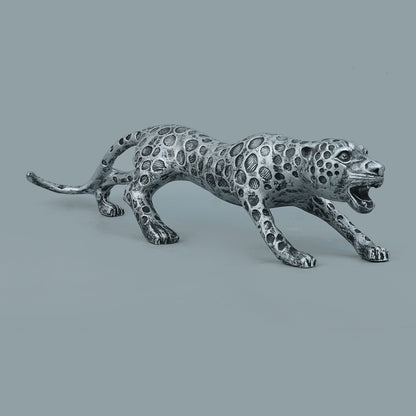 Leopard Decor Statue-antique silver