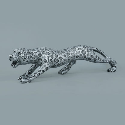 Leopard Decor Statue-antique silver