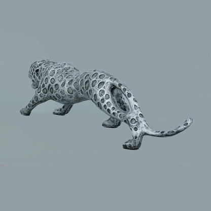Leopard Decor Statue-antique silver
