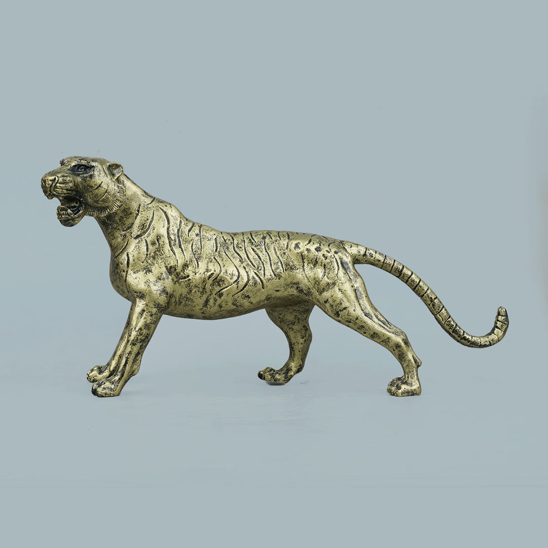 Brass Stalking Feline Decor Statue
