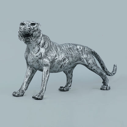 Silver Stalking Feline Decor Statue