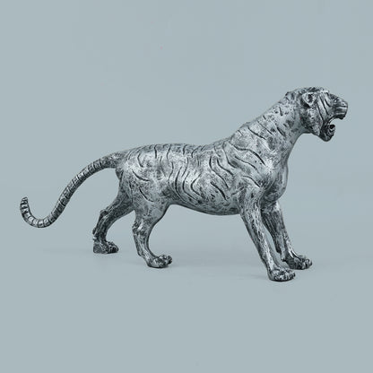 Silver Stalking Feline Decor Statue