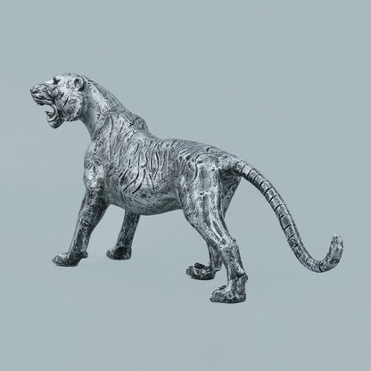 Silver Stalking Feline Decor Statue