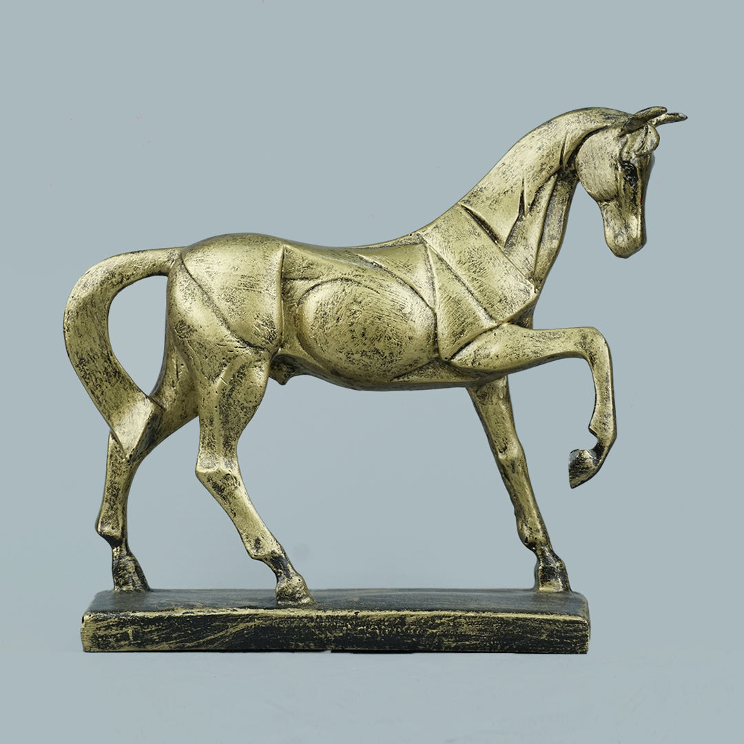 Royal Geometric Horse Statue - Antique Brass