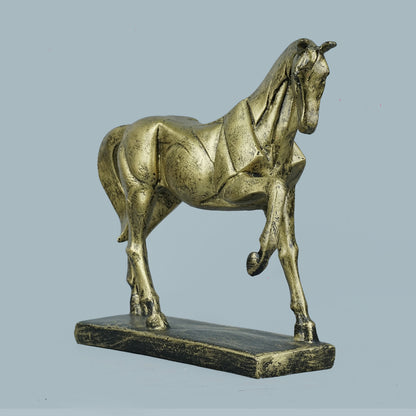 Royal Geometric Horse Statue - Antique Brass